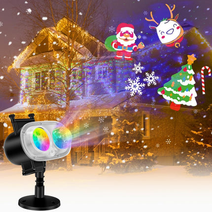 Holiday Projector Lights Outdoor, 2-in-1 HD LED Outdoor Projectors with Remote Control Timer, 3D Ocean Wave & 4 Patterns Waterproof Lanscape Lights for Indoor Valentine Xmas Halloween Holiday Party