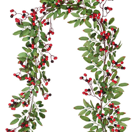 Artiflr 5.83 FT Red Berry Christmas Garland with Pine Cone Garland Artificail Berry Garland Indoor Outdoor Garden Gate Home Decoration for Winter Holiday Year Decor