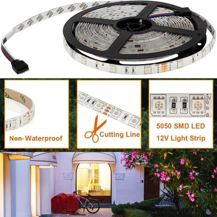 SUPERNIGHT LED Strip Lights, RGB Color Changing 16.4Ft SMD5050 LEDs Flexible Light Strip Rope Lighting Kit with 44 Key Remote Controller and 12V Power Supply for Bedroom TV Backlight Christmas