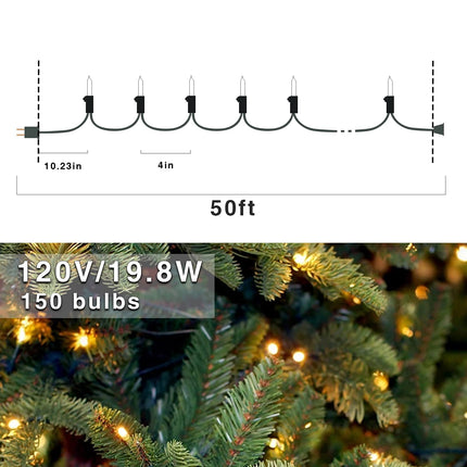 150 LED Warm White Christmas String Lights, 50 FT Brown Wire, UL Connectable, Xmas Lights Outdoor or Indoor (Warm White)