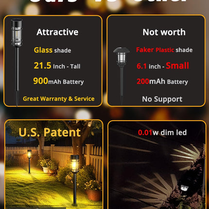 Solar Pathway Lights 8 Pack, Bright Solar Lights Outdoor Waterproof Ip65, Led Solar Garden Lights Metal Landscape Lighting