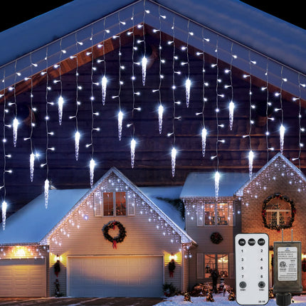 Icicle Lights Outdoor, 33 FT 400 LED Christmas Lights with 60 Drops, Waterproof Connectable Icicle Christmas Lights Outdoor with Remote and Timer, 8 Light Modes Christmas Decorations for Roofline