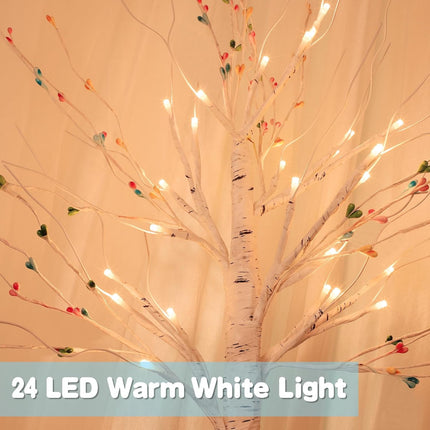 [ Timer ] Lighted Birch Tree Table Decorations, 2 Pack 24 Inch Tabletop Artificial Tree with Total 48 LED Warm White Lights Battery Operated Tabletop Ceterpieces Trees Home Indoor Party Holiday Decor