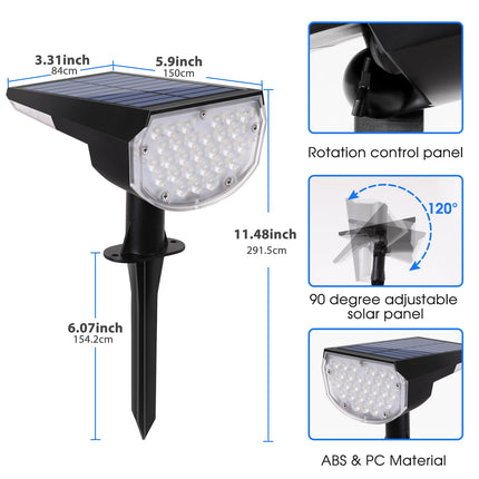 E ENERGETIC LIGHTING Solar Lights Outdoor Waterproof IP68, 4 Lighting Modes Solar Powered Garden Yard Spot Solar Lights for Christmas Outside Landscape- 4 Pack (Daylight)