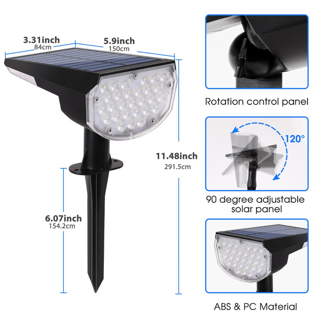 E ENERGETIC LIGHTING Solar Lights Outdoor Waterproof IP68, 4 Lighting Modes Solar Powered Garden Yard Spot Solar Lights for Christmas Outside Landscape- 4 Pack (Daylight)