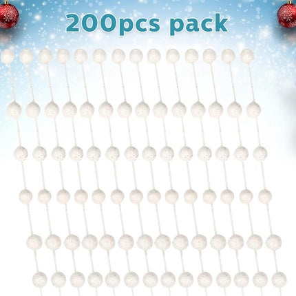 200 Pieces Christmas Berries Artificial Stems Christmas Tree Decorations Fake Christmas Picks for Home Glitter Sticks DIY Wreath Crafts Fireplace Holiday Christmas Decor 13.8 Inches (White)