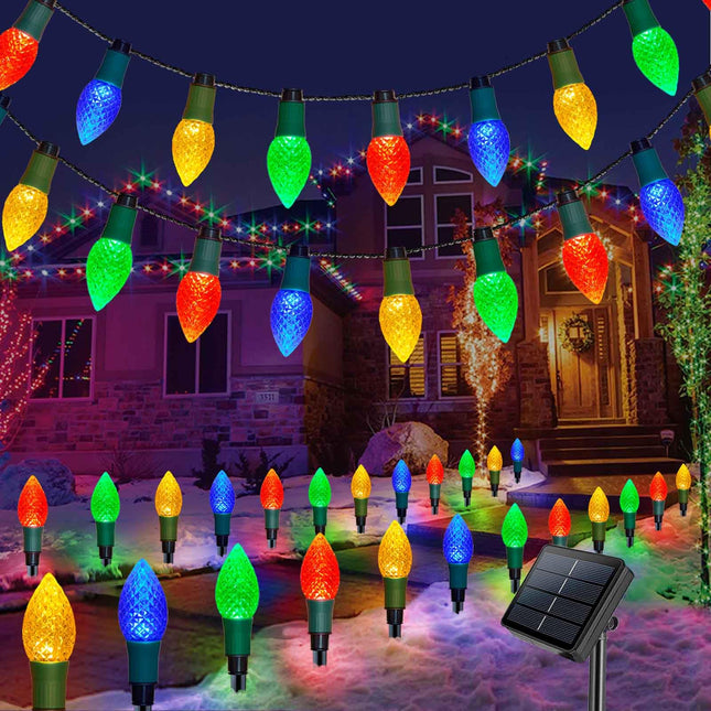 Homeleo 20 LED Solar C9 Christmas Lights Outdoor, est 2-in-1 C9 Christmas Pathway Lights & String Lights for Outdoor Christmas Decorations Yard Front Porch Door Wreaths Window Tree Decor