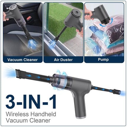Small Car Vacuum Cordless, Mini Handheld Vacuum 6000Pa Suction,3 In 1 Portable Vacuum Cleaner & Air Duster & Pump,Mini Car Vacuum Cleaner Rechargeable,Hand Held Hoover For Car,Home,Office