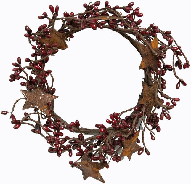 CWI s Pip Twig Star Wreath Rings - 8 inch - Wreath Decor for Front Door and Candle Decorating - Burgundy