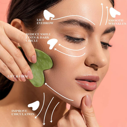 BAIMEI IcyMe Jade Face Roller & Gua Sha, Facial Beauty Skin Care Tools, Self Care Gift for Men Women, Massager for Face, Eyes, Neck, Relieve Fine Lines and Wrinkles - Green