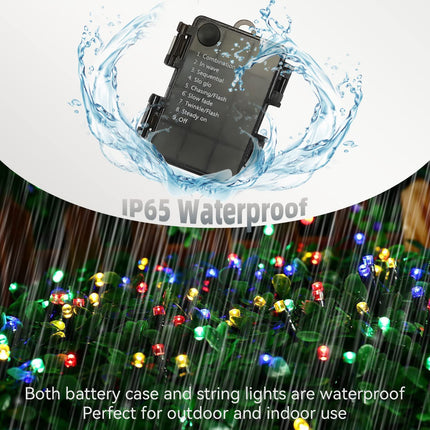 Battery String Lights Outdoor 33Ft 100 LED Fairy Lights for Indoor Outdoor Waterproof with Remote Timer 8Modes Battery Operated Christmas Lights for Outside Party Garden Christmas Tree Décor