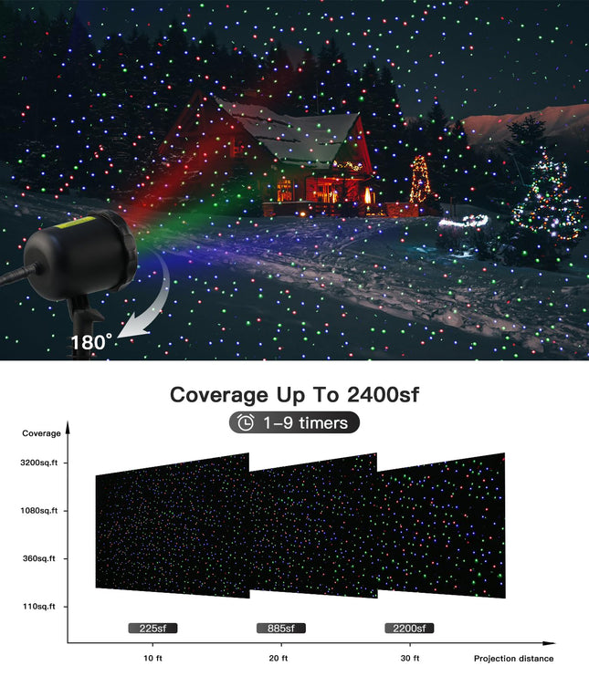 Laser Light Projector, Laser Christmas Projector Lights Outdoor,Waterproof Light Outdoor Indoor Light with Remote Control for Christmas, Wedding, Home Decor, Party, Garden LEYOYO (Black)