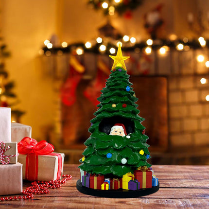 EVOLUX Christmas Tree with Star for Chritsmas Decor, Christmas Table Decorations Centerpieces Mini Xmas Tree with Light Santa Claus Ornaments Tabletop Decor