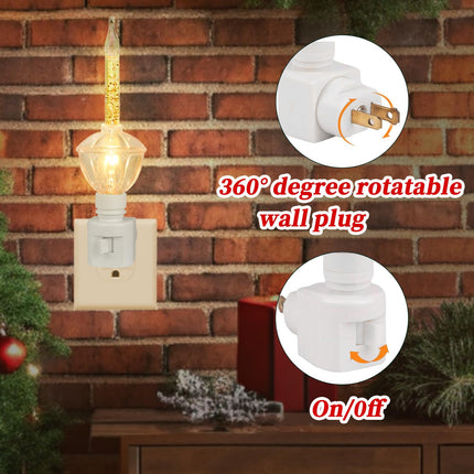 Christmas Bubble Light Night Lights, 2 Vintage Clear Bubble Light Bulb with Silver Glitter and Gold Glitter Fluid 5W C7/ E12 Candelabra Base, 1 Pack