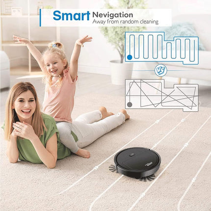Uniqus Robot Vacuum Cleaner,Sweeping Robot,Ultra Slim Quiet,1800Pa Superstrong Suction,Cleans Hard Floors To Mediumpile Carpets,Integral Memory Multiple Cleaning Modes Vacuum Best For Pet Hairs Black