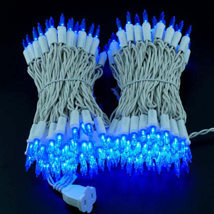 YULETIME Blue LED Christmas Lights with White Wire, 66 Feet 200 Count UL Commercial Grade LED Holiday String Light Set (Blue - White Wire)