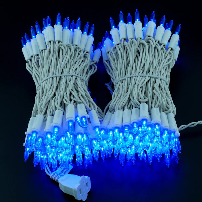 YULETIME Blue LED Christmas Lights with White Wire, 66 Feet 200 Count UL Commercial Grade LED Holiday String Light Set (Blue - White Wire)