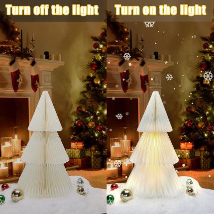 Christmas Decorations Light Up Paper Christmas Tree, Foldable Warm White Led Lighted Battery Operated 19.68" Xmas Decor for Indoor Home Decor