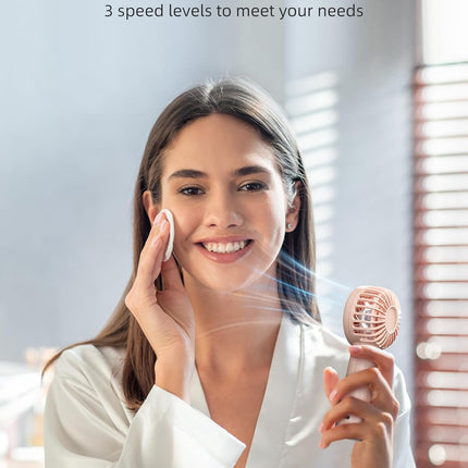 Koonie Portable Mini Handheld Personal Fan, Powerful 3 Speeds Small Desk Fan With Led Light, Cute Design Eyelash Makeup Battery