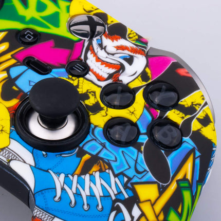 1 x Protective Customize Transfer Print Silicone Cover Skin Cartoon Skulls + 6 Thumb Grips Analog Caps for Xbox Elite Wireless Controller Compatible with Official Stereo Headset Adapter