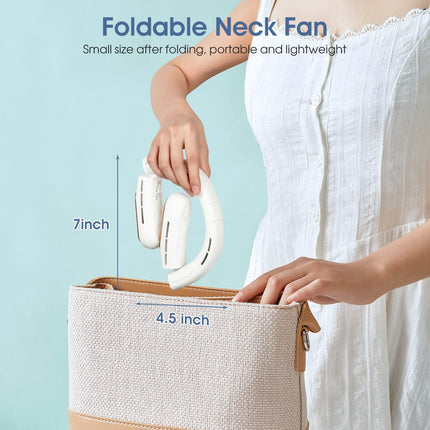 Matekxy Portable Neck Fan Led Display Bladeless Fan HandsFree Rechargeable And Lightweight Personal Folding Wearable Neck Fan