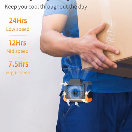 Koonie 10000Mah Waist Clip Fan With Solar Panel, 30H Working Time, Personal Led Light, Battery Powered Belt Fan, Strong Airflow