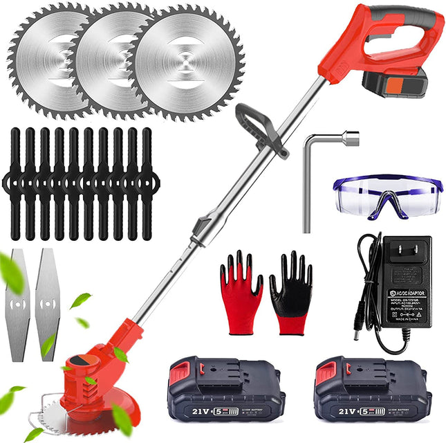 Windpost Electric Weed Wacker,650W Cordless Weed Eater,21V String Trimmers,Weed Wacker Cordless with Battery and Charger for Home Garden, Lawn, Yard, Bush Trimming & Pruning (RED)