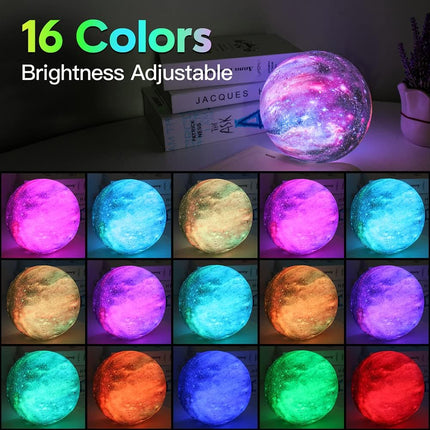 BRIGHTWORLD Moon Lamp Galaxy Lamp 5.9 inch 16 Colors LED 3D Moon Light, Remote & Touch Control Moon Night Light s for Girls Boys Kids Women Birthday