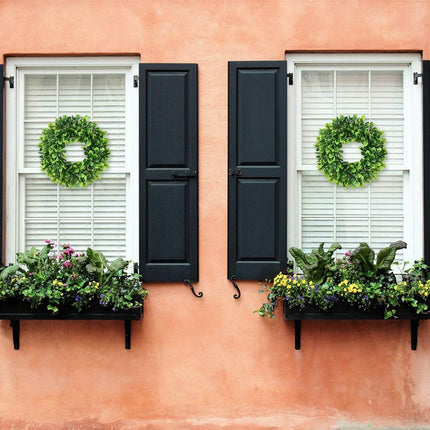 Lvydec 2 Pack Artificial Boxwood Wreath - 11" Mini-Sized Boxwood Wreath Green Candle Wreath for Wall Window Home Decoration