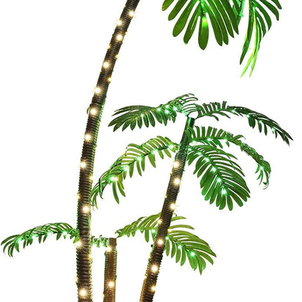 OUSHENG Lighted Palm Tree 6' 3.3' 2' Bar Outdoor Christmas Decorations Decor, Light Up LED Artificial Fake Trees Lights for Outside Patio Yard Pool Porch Deck Party Tropical
