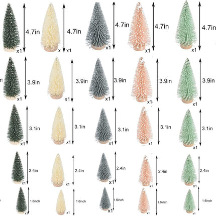 25 Pieces Artificial Frosted Sisal Christmas Tree, Bottle Brush Trees with Wood Base DIY Crafts Mini Pine Tree for Christmas Home Table Top Decor Winter Ornament (Pink)