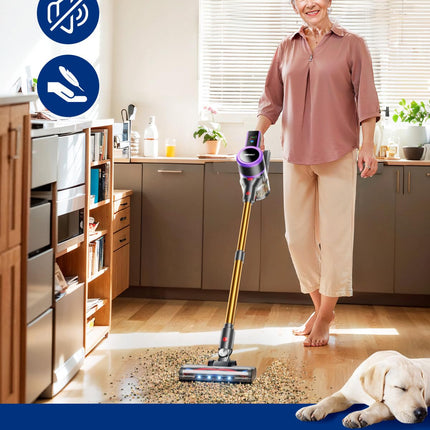 Cordless Vacuum Cleaner, 30000Pa450W Powerful Vacuum Cleaners For Home, 50 Mins Runtime, Led Display, 1.5L Cup, Antitangle Brush, Lightweight, Ultraquiet, Cordless Stick Vacuum Cleaners