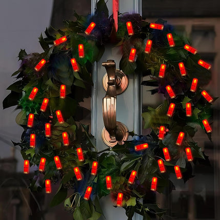 8.5Ft LED Red Shotgun Hell Light,Novelty Christmas Light Set with 10 PACK Red 3D Bullet Shaped Lights,Red Fairy Lights for Garden Christmas Casing Wreath Mexican Parties Decor