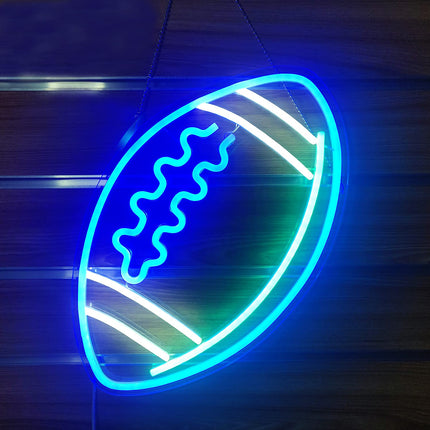 Ajoyferris Blue Neon Signs Football Shape Neon Signs for Wall Decor Neon Lights Neon Lights Signs Neon Led Sign Light Up Sign Neon Signs for Bedroom Kids Rugby Game Room College Party Christmas s