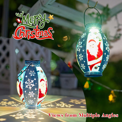Christmas Solar Lanterns Outdoor Waterproof, Santa Claus Hanging Solar Christmas Lantern Lights for Outside Yard Patio Porch Garden, Solar Christmas Decorations s for Kids Women Adults