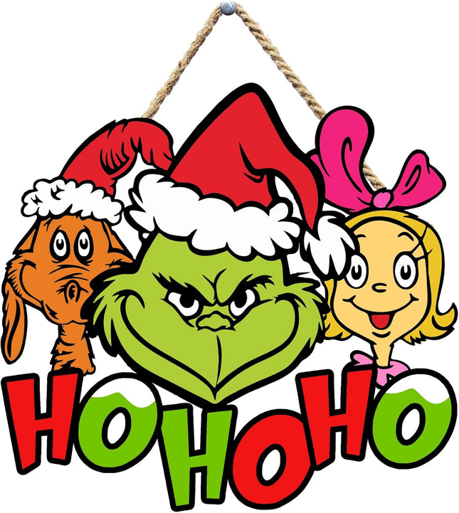 Christmas Wooden Sign Hanging Christmas Hanging Sign Wooden Merry Christmas Cartoon Dog Wooden Ornaments for Holiday Xmas Year Door Wall Home Winter Festival
