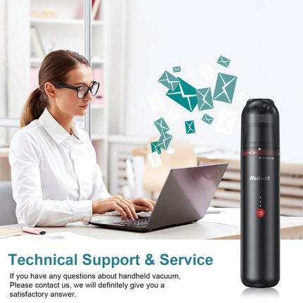 Rubot Car Vacuum Cleaner, 16Kpa Strong Suction Car Vacuum Cordless Rechargeable, Hand Held Vacuum,Portable Vacuum Cleaner For Homecar, Car Charger,Mini Vacuum,Handheld Vacuum,Blackp12 Plus