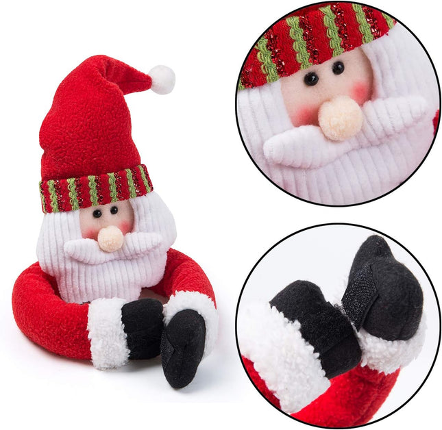 Ogrmar 2 Pack Christmas Curtain Buckle Doll Santa & Snowman Creative Curtain Tieback Hold Back Fastener,Christmas Wine Bottle Topper for Xmas Holiday Home Window Decoration (Red and White)