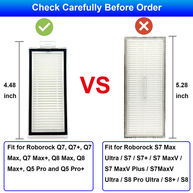 6 Pack Filters Compatible With Roborock Q7 Max+,Q7,Q7+,Q7 Max,Q5 Pro+,Q5 Pro,Q8 Max,Q8 Max+ Robot Vacuum And Mop