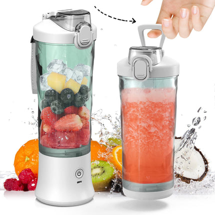 DENOKIN Portable Blender, Shakes and Smoothies Cordless Personal Size Blender 20oz with 6 Blade and a Travel Lid (Apple White)