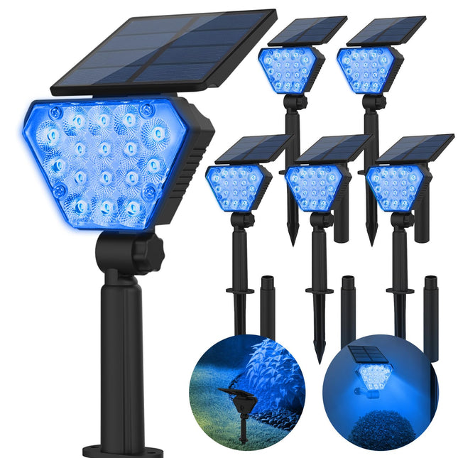 T-SUN Blue Spot Lights Outdoor, 6 Pack Blue Solar Spot Lights Blue Solar Lights IP65 Waterproof Landscape Lights Auto On/Off for Garden Yard Lawn Pathway