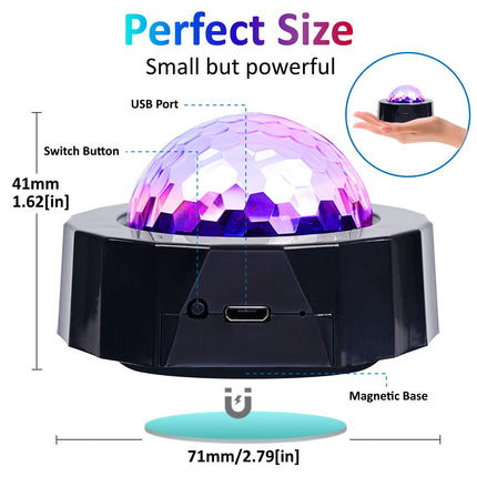 Disco Lights for Parties Multi Colour Mini Disco Ball Light Portable LED Home Disco Lights Sound Activated DJ Lights, 2-Pack USB Rechargeable Disco Lights for Kids, Car, DJ, Party, Bar, Christmas