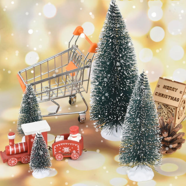 Mini Snow Frost Trees Mini Christmas Tree Plastic Winter Snow Ornaments Tabletop Trees for Holiday Party DIY Room Decor Home Table Top Christmas Decoration Diorama Models 4PCS (2", 3", 5", 8")