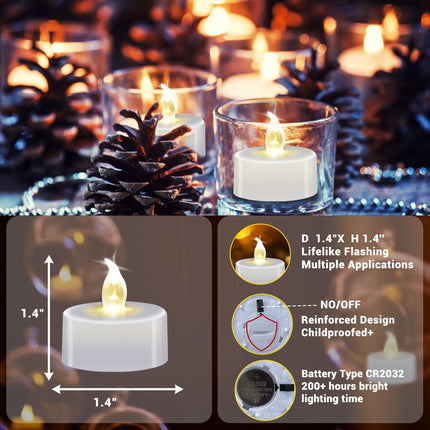 Tea Lights Battery Operated Candles LED Tea Lights Flameless Candles 200+ Hours Flickering Fake Tealights for Sweetest Day Wedding Home Decorations Party (Warm White, 12 Pack)