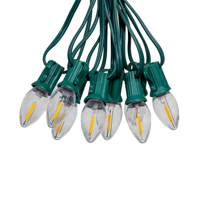 Novelty Lights 25FT C7 LED Transaparent Plastic Christmas Lights (25 Bulbs) Novelty Lighting, C7 Christmas Lights Outdoor (Warm White)