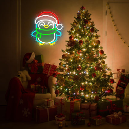 Christmas Neon Signs for Wall Decor Penguin Neon Sign Christmas Neon Lights Dimmable Christmas Led Signs for Bedroom Wall Party Birthday Christmas Decor Presents Penguin Decor