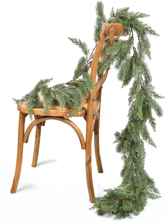 Lvydec 6ft Christmas Pine Garland Decoration,Christmas Greenery Garland Realistic Pine Garland Cypress Garland for Holiday Mantel Fireplace Table Centerpiece