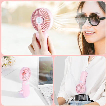 Mini Handheld Fan, Portable Fan Battery Operated, Small Personal Fan Usb Rechargeable, 3 Speed Adjustable Hand Fan With Mirror