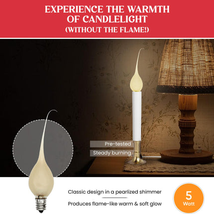 Creative Hobbies® Country Style Silicone Dipped Candle Light Bulbs (Pkg of 10 Bulbs) 5 Watt Pearlized Silicone, Gold Glow