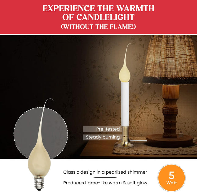 Creative Hobbies® Country Style Silicone Dipped Candle Light Bulbs (Pkg of 10 Bulbs) 5 Watt Pearlized Silicone, Gold Glow